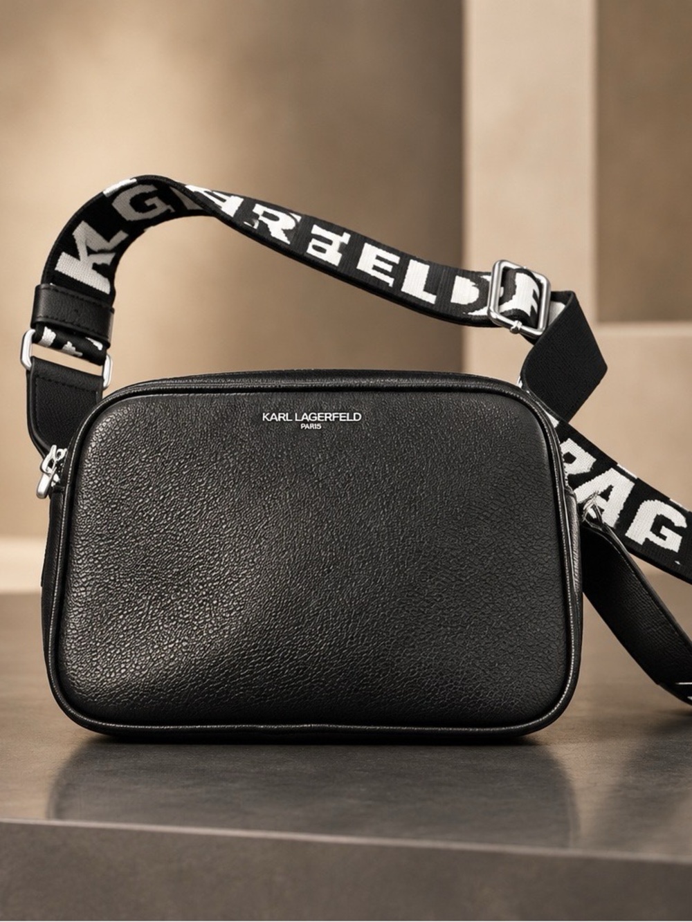 Karl Lagerfeld Black Maybelle Crossbody Camera Bag